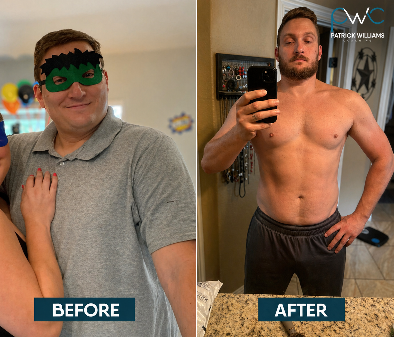 Kevin's before and after transformation with Patrick Williams Coaching